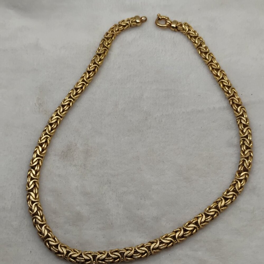 Vintage Silver Byzantine Large Necklace Italy .925 Sterling 20" Gold Tone Chain - Picture 2 of 12